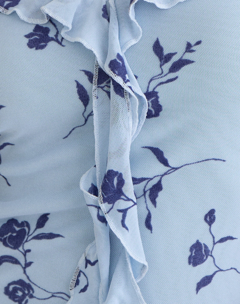 Image of Ansa Frill Cami Top in Thin Leafy Blue