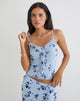 Image of Ansa Frill Cami Top in Thin Leafy Blue