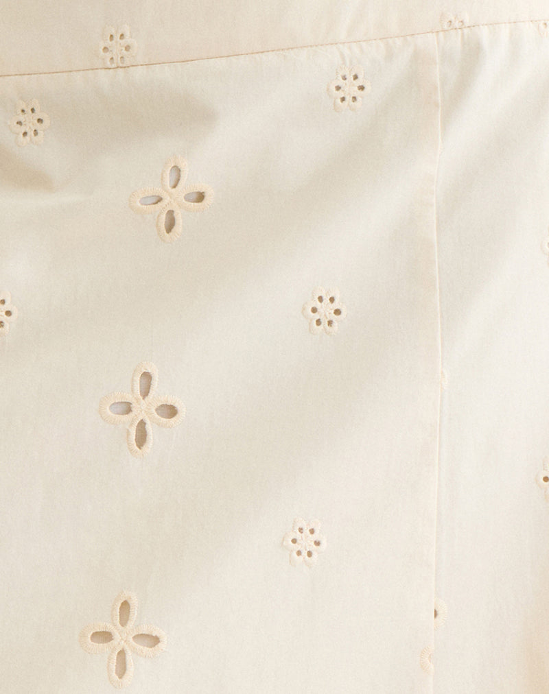 Image of Arash Midi Skirt with Buttons in Broderie Vanilla
