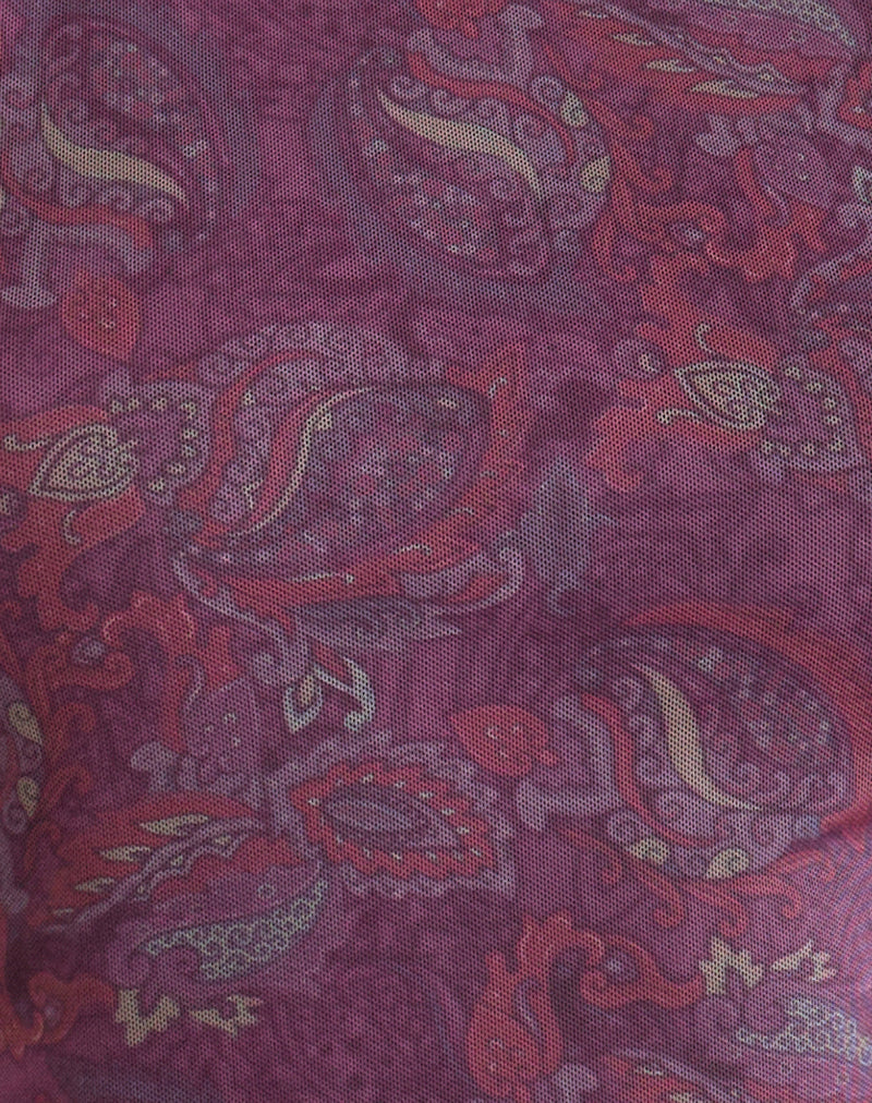 Image of Ares Halterneck Top in Purple Regal Paisley