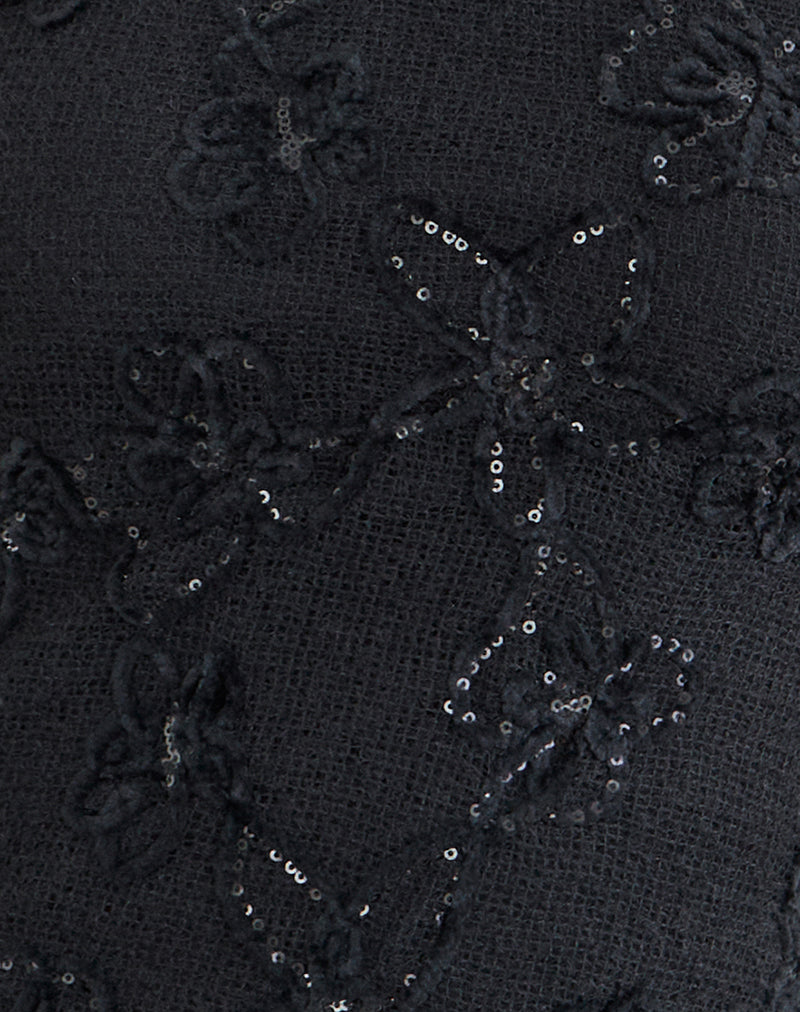 Image of Argeila Halter Top in Sequin Knit Black