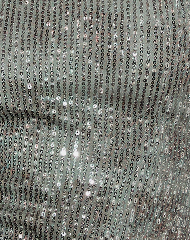 Image of Argeila Halter Top in Green and Grey Sequin