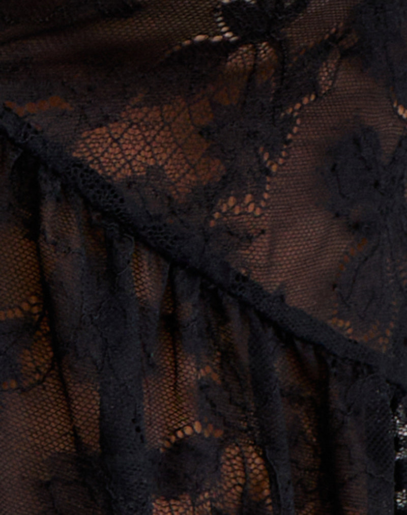 Image of Arin Ruffle Cami Top in Floral Lace Black