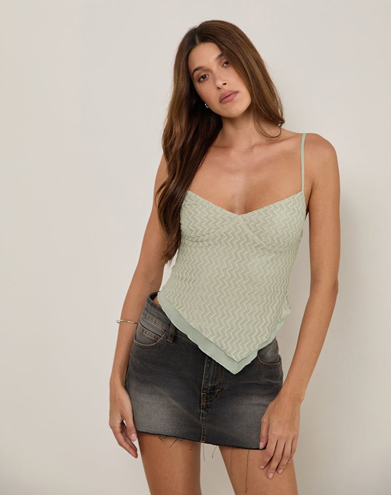 Image of Arlina Cami Top in Zigzag Mesh Sage