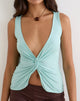 Image of Arlys Twist Detail Top in Rayon Jersey Aqua