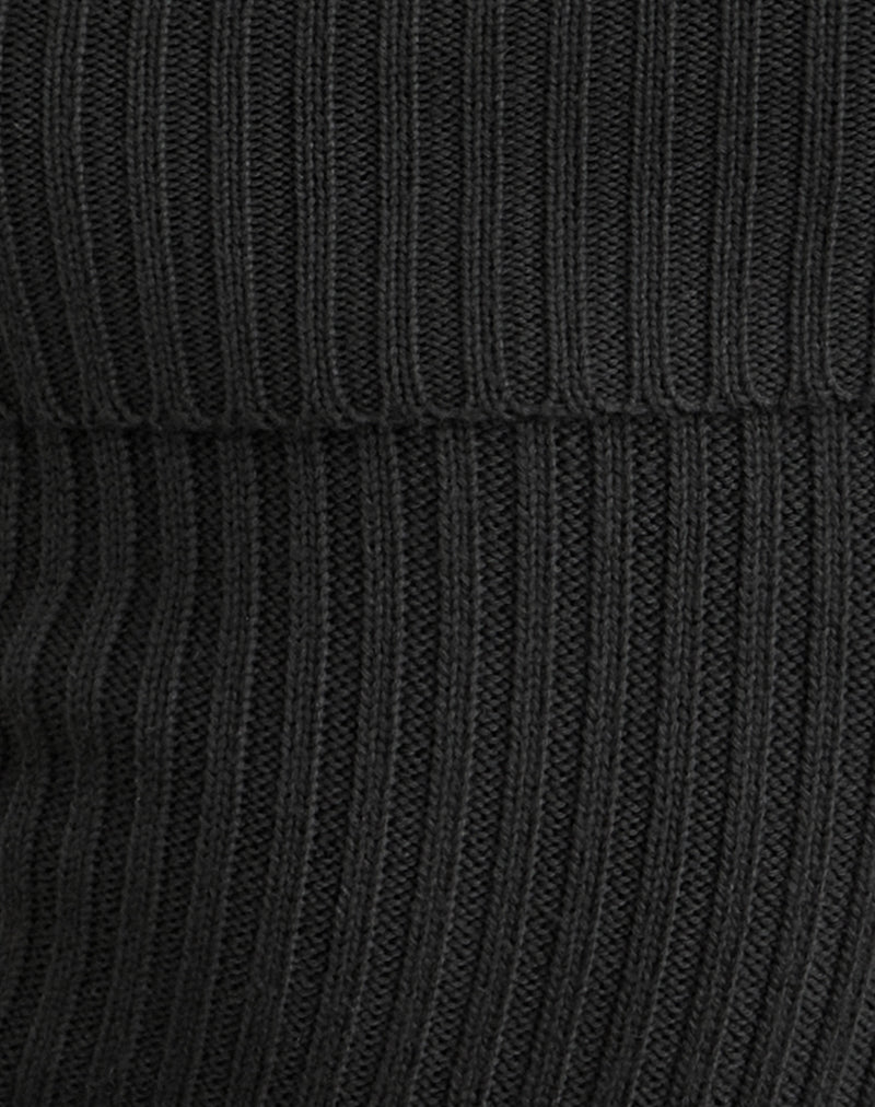 Image of Arsenia Off Shoulder Top in Ribbed Knit Black