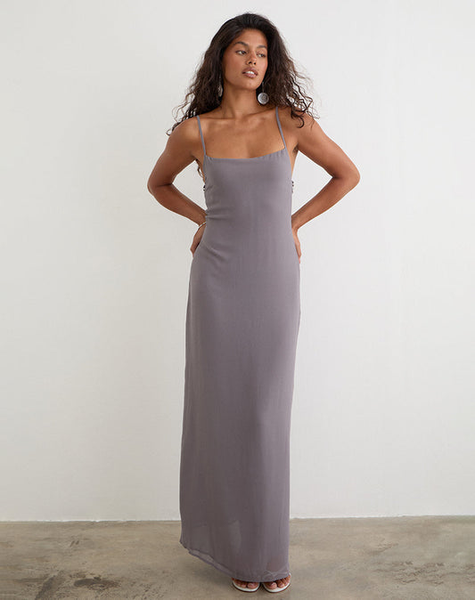 Image of Arunima Maxi Dress in Chiffon Lilac Grey