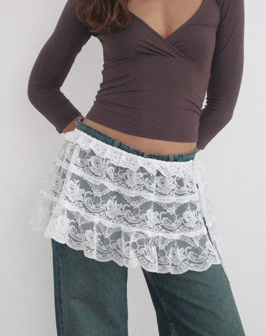 Image of Asa Wrap Belt Skirt in Lace White