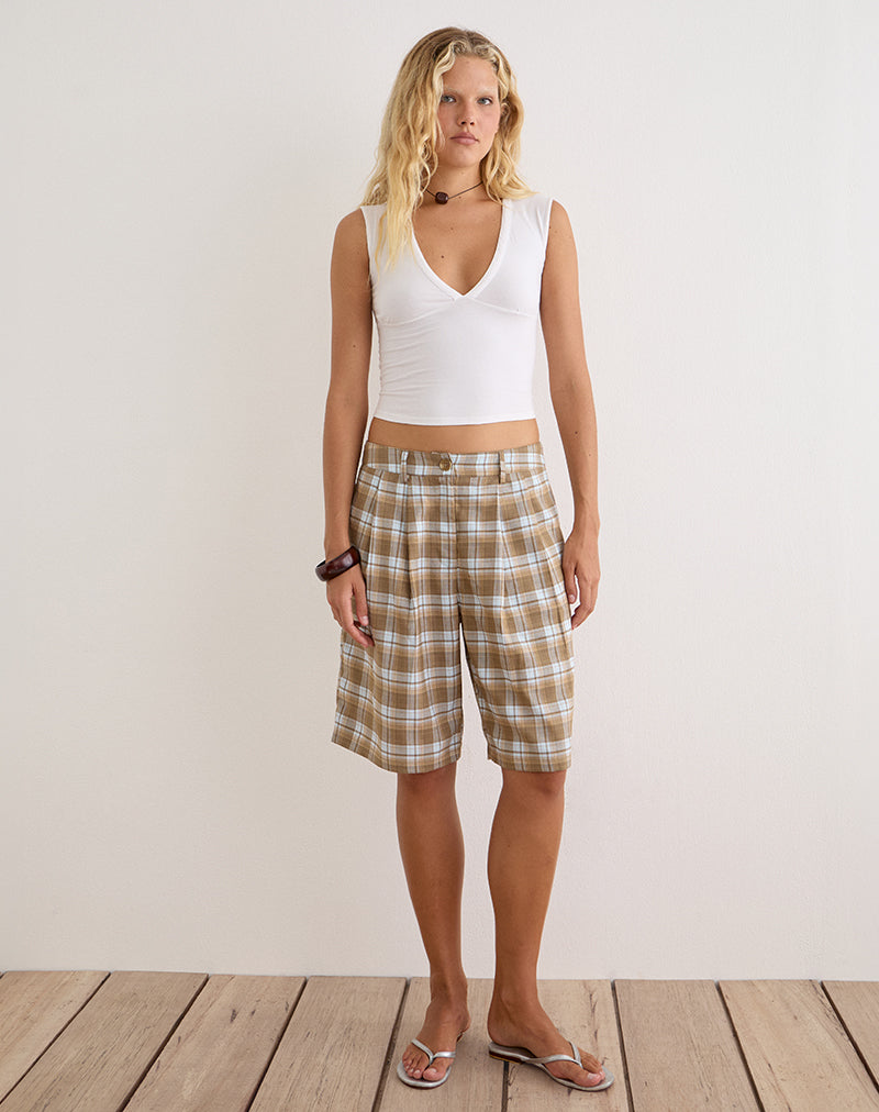 Image of Ashara Short in Tailoring Check Brown