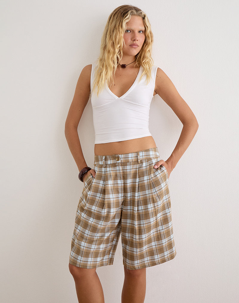Image of Ashara Short in Tailoring Check Brown