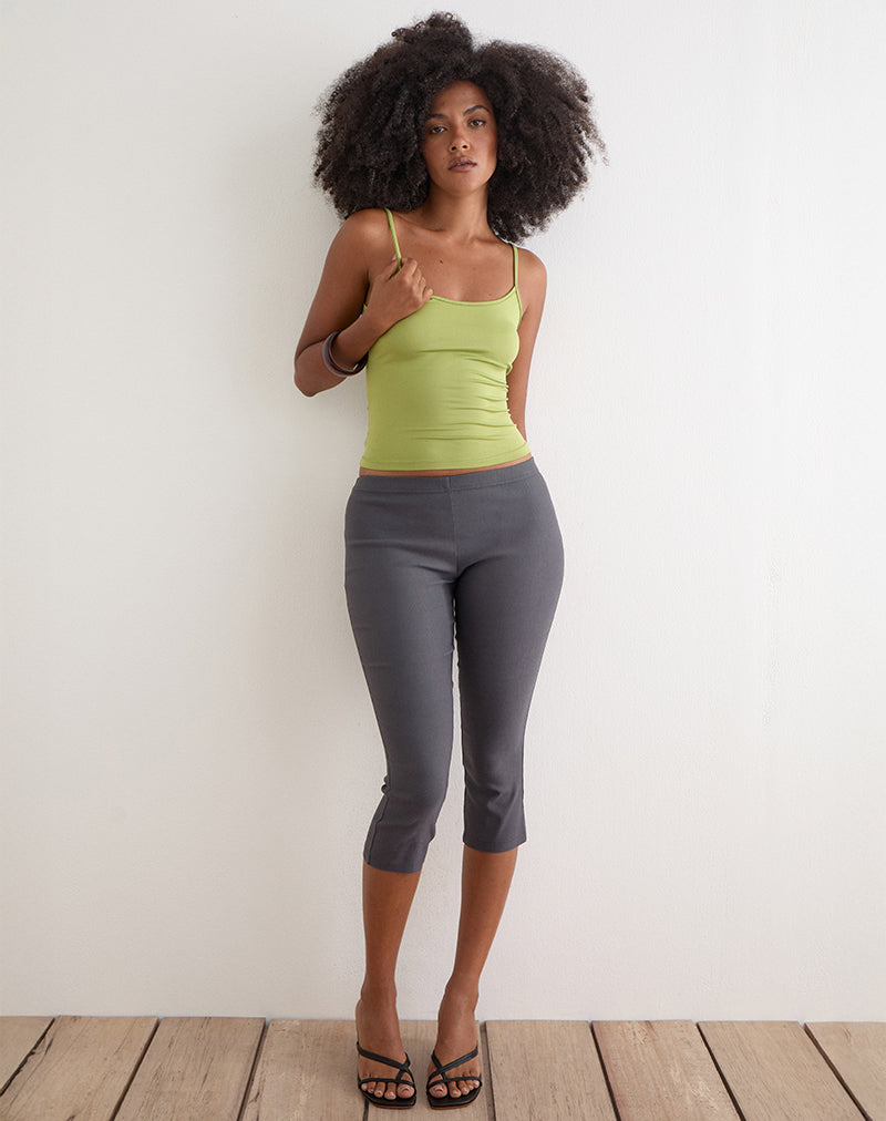 Image of Asla Cropped Capri Trouser in Stretch Tailoring Charcoal
