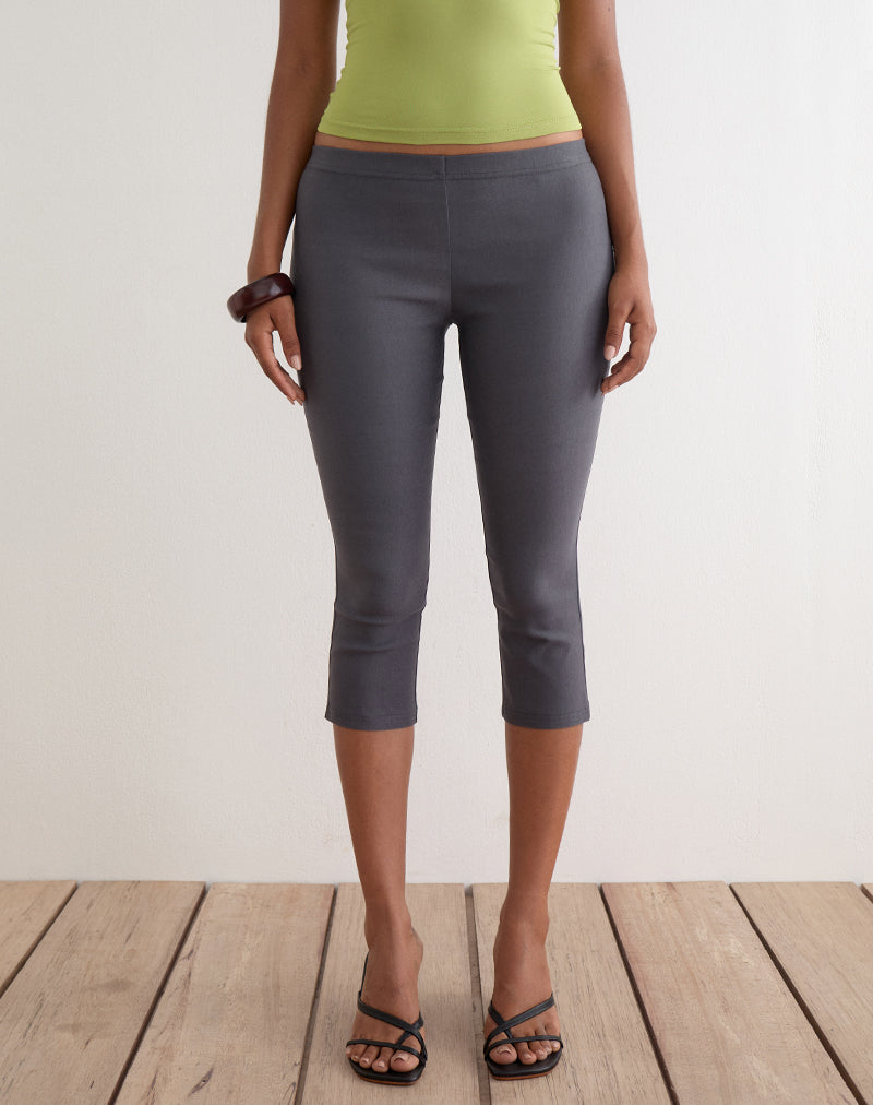 Image of Asla Cropped Capri Trouser in Stretch Tailoring Charcoal