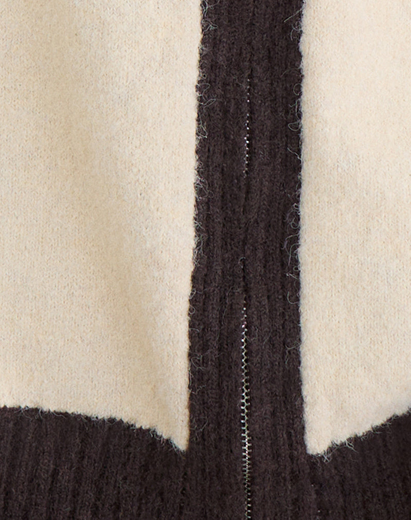 Image of Asrar Jumper in Knit Cream and Brown