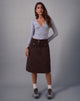 Image of Astor Midi Skirt in Brown with Contrast Stitch