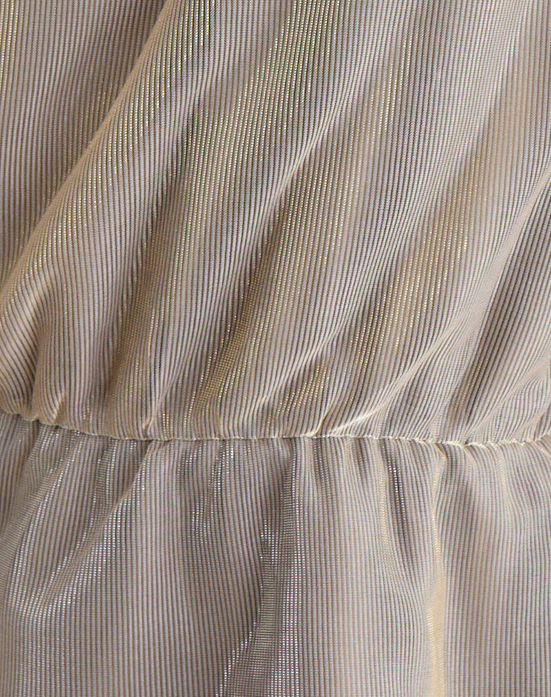 Image of Astria One Shoulder Tie Belt Top in Gold Plisse