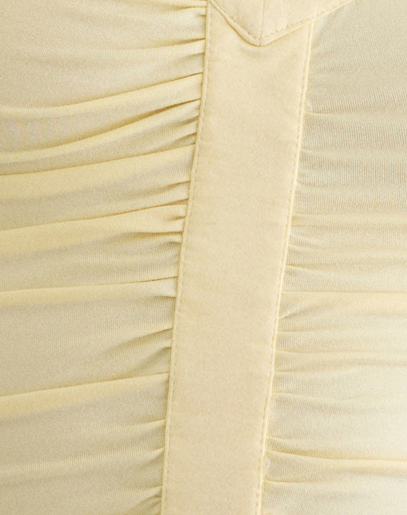 Image of Atheia Gathered V-Neck Top in Rayon Jersey Lemon
