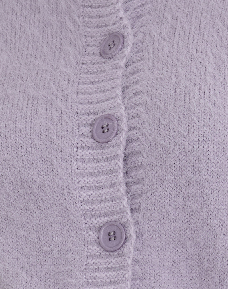 Image of Audrina Cardigan in Fluffy Knit Dusty Lilac