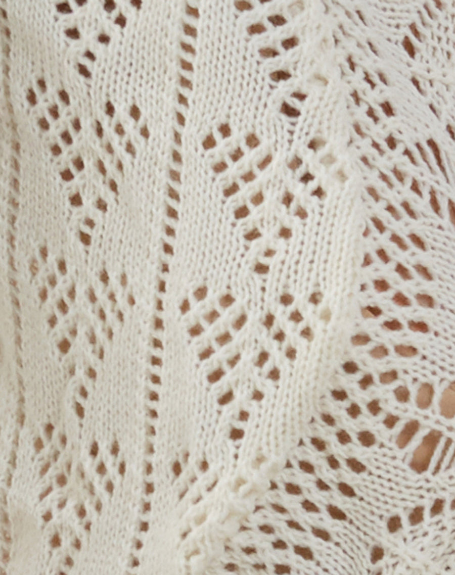 Image of Avery Ribbon Tie Front Cardigan in Ivory
