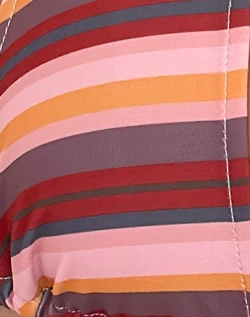 Image of Cerry Bikini Top with Bead in Horizontal Mix Stripe