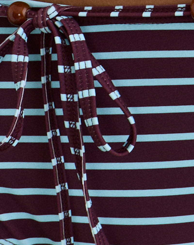 Image of Avi Swim Short in Purple and Blue Radiant Stripe with Tie Waist