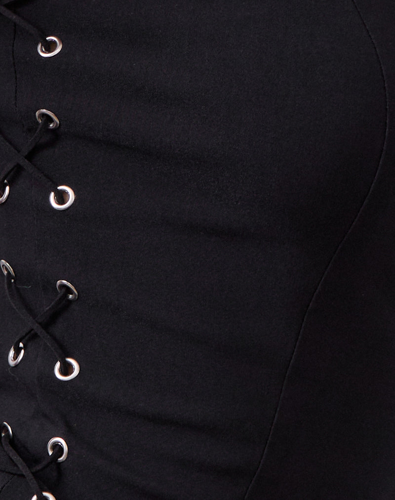 Image of Avira Lace Up Bandeau Top in Tailoring Black