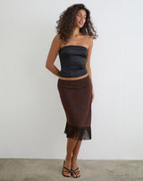 Image of Tisaki Midi Skirt in Fine Leaf Flower Ganache
