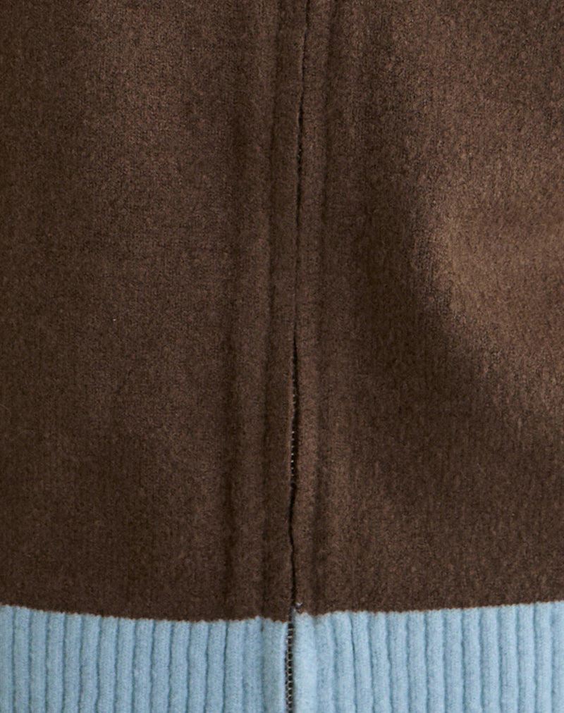 Image of Ayamu Zip Jumper in Knit Brown