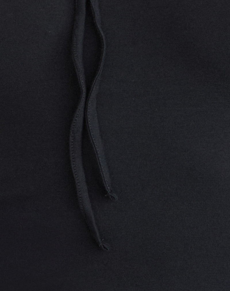 Image of Aye Plunge Long Sleeve Top with Ruched Neck in Black