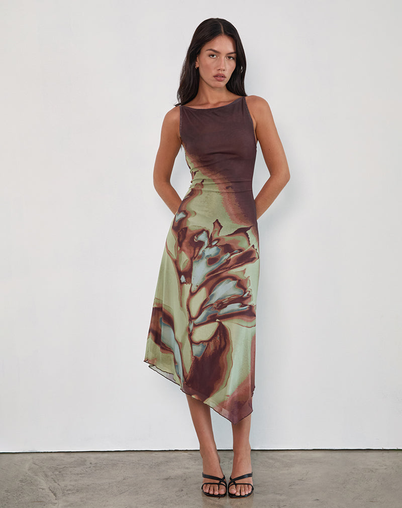 Image of Aysun Midi Dress in Lumen Mesh Brown