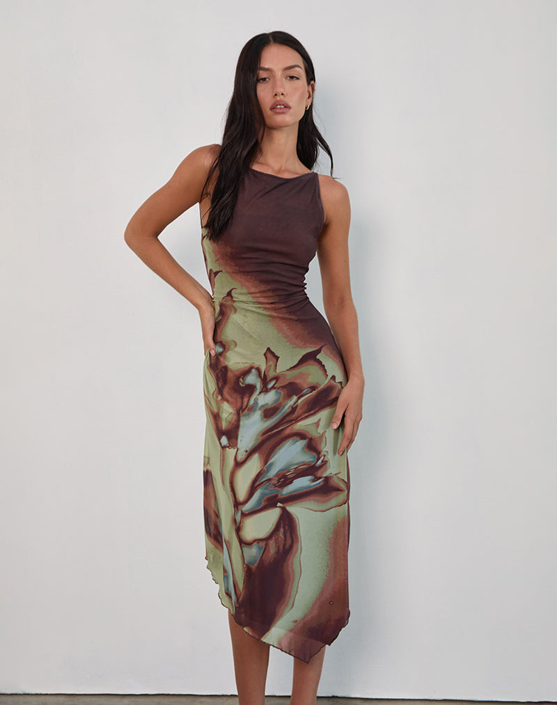 Image of Aysun Midi Dress in Lumen Mesh Brown