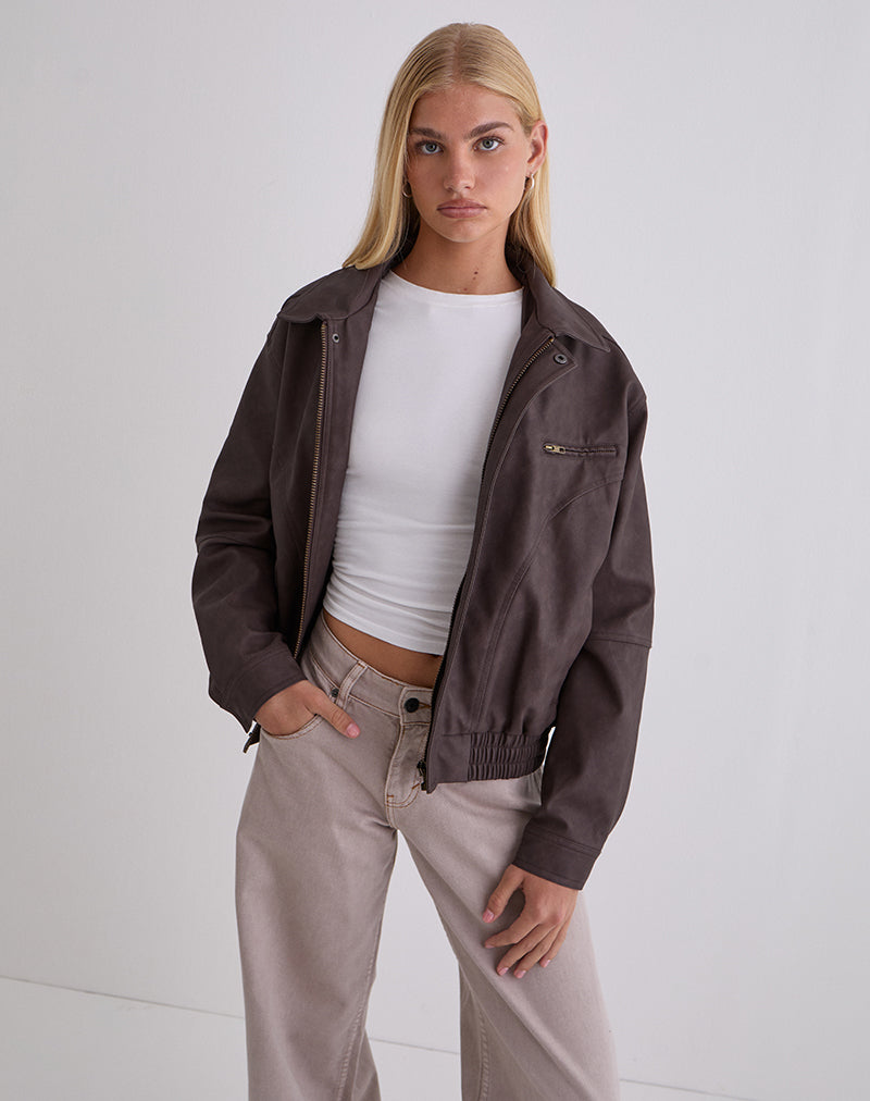 Image of Aviara Jacket In PU Dark Brown