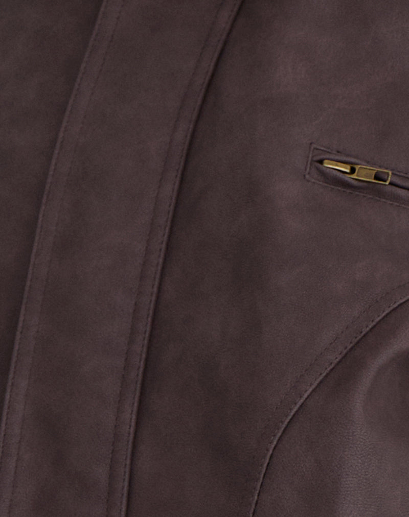 Image of Aviara Jacket In PU Dark Brown
