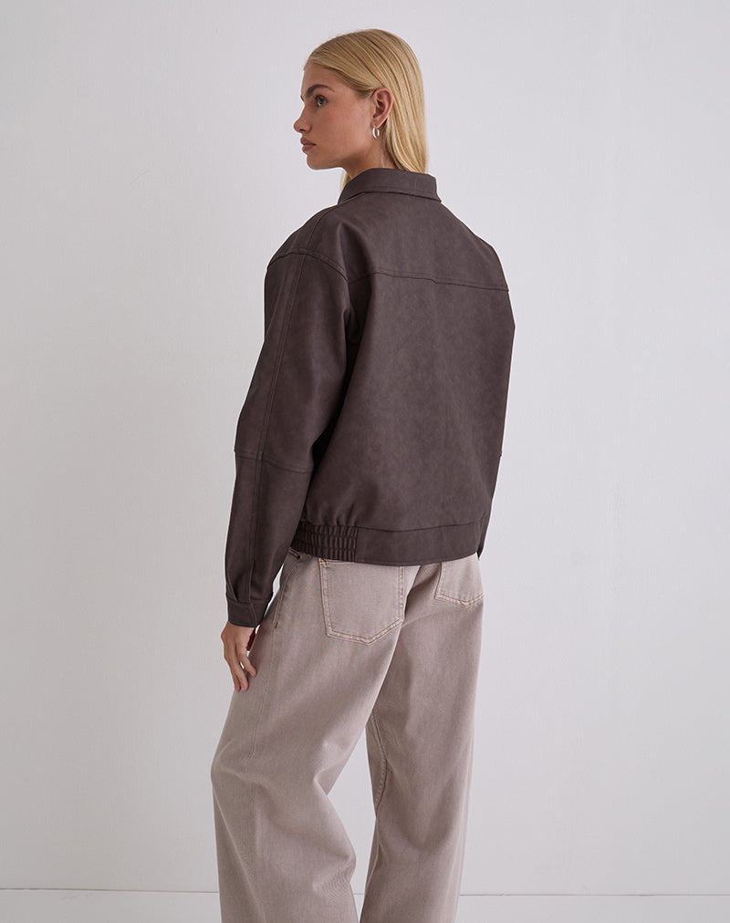 Image of Aviara Jacket In PU Dark Brown