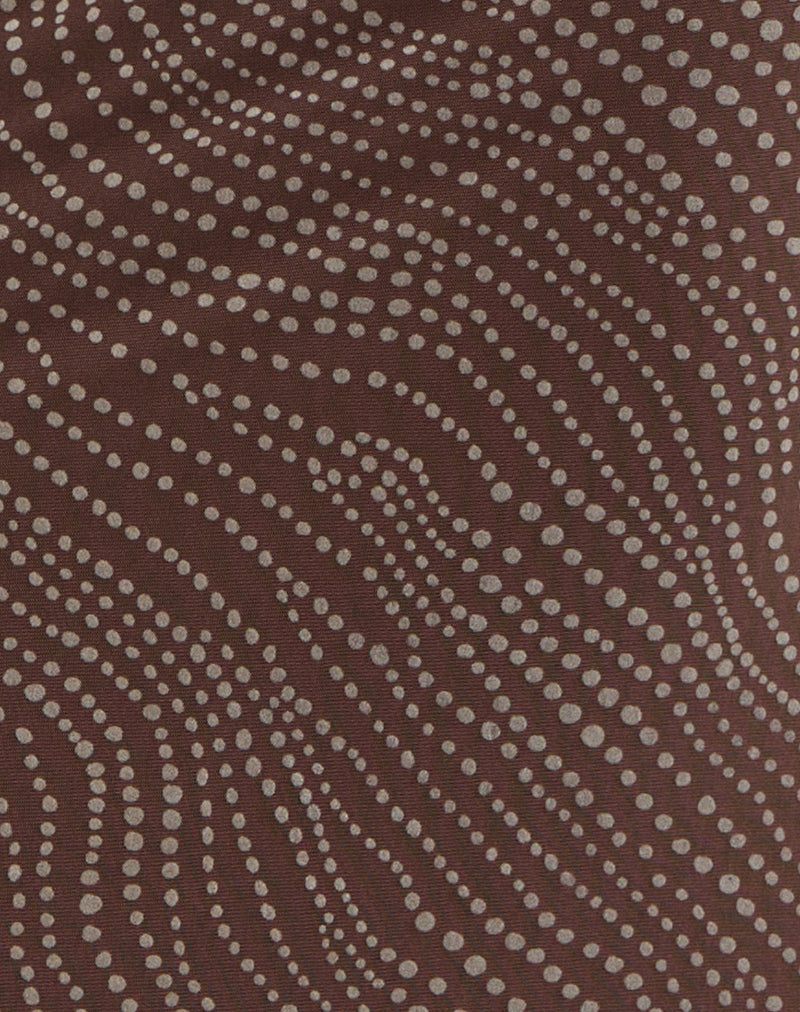 Image of Badilah Top in Abstract Polka Flock Brown