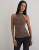 Image of Badilah Top in Abstract Polka Flock Brown