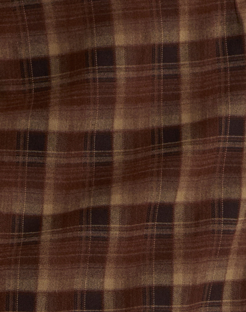 Image of Badria Midi Skirt in Tartan Brown Red