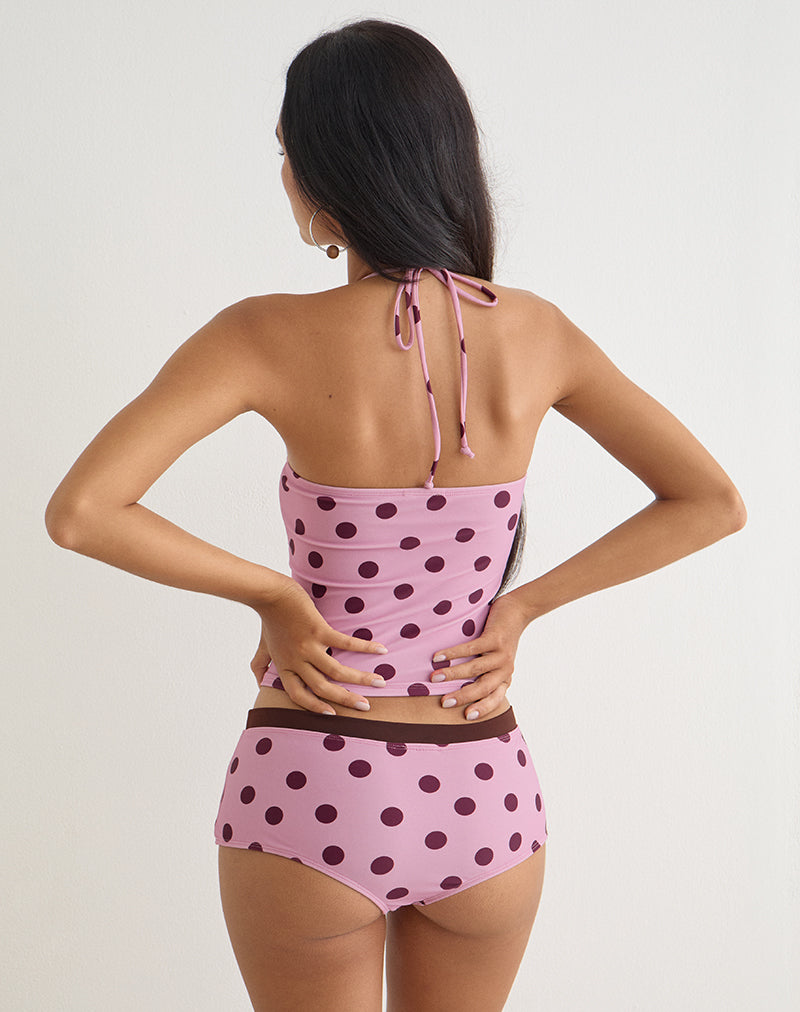 Image of Amy Swim Short in Pink with Irregular Polka