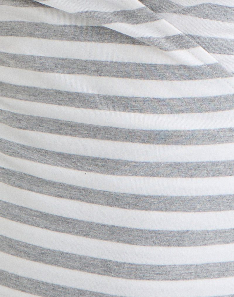 Image of Bahati Plunge Top in Stripe White and Grey