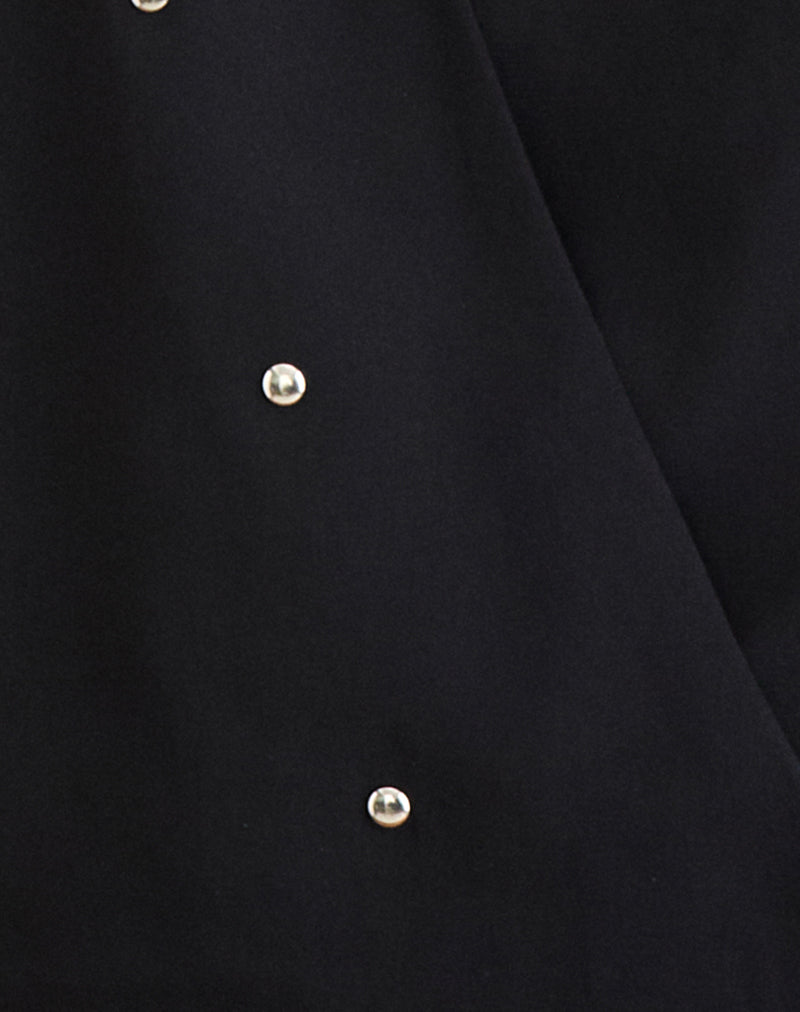 Image of Bajo Halter Bubble Top in Chiffon Black with Studs