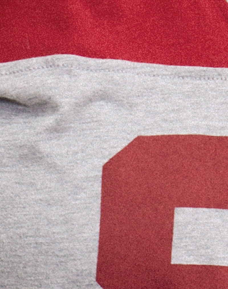 Image of Balap Oversized Top in Grey Marl and Adrenaline Red with '86' Emb