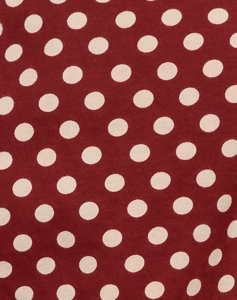 Image of Balia Asymmetric Short Sleeve Top in Polka Wine