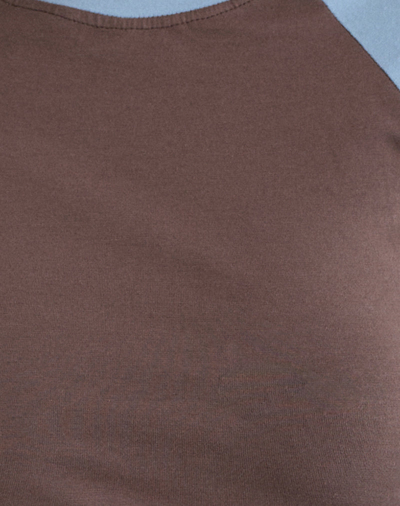 Image of Balqis Long Sleeve Top in Coffee Quartz Nantucket Blue Combinaton