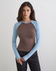 Image of Balqis Long Sleeve Top in Coffee Quartz Nantucket Blue Combinaton