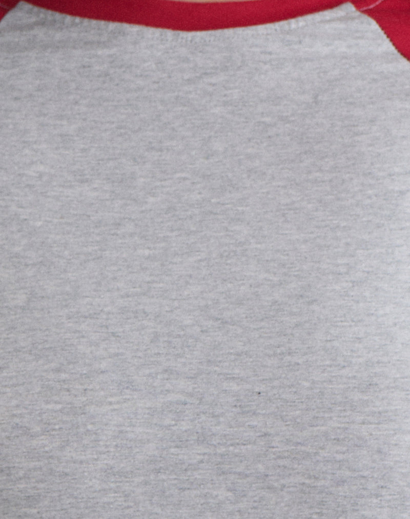 Image of Balqis Long Sleeve Top in Grey Marl Adrenaline Red Combination