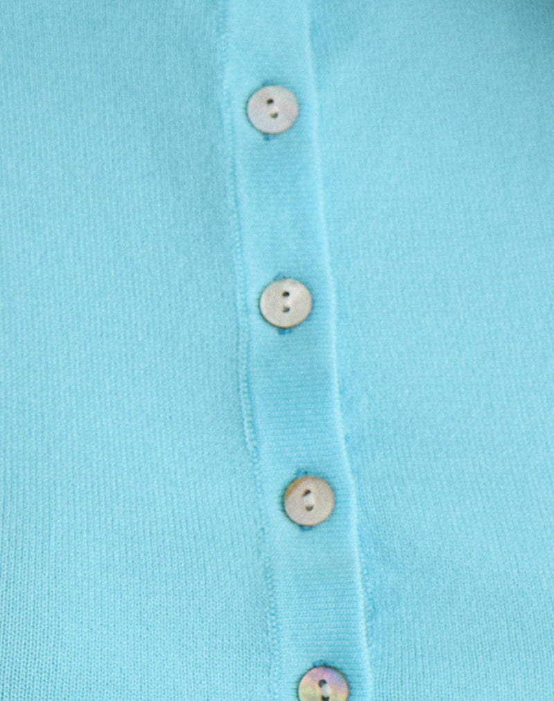 Image of Baniah Cropped Cardigan in Flat Knit Blue