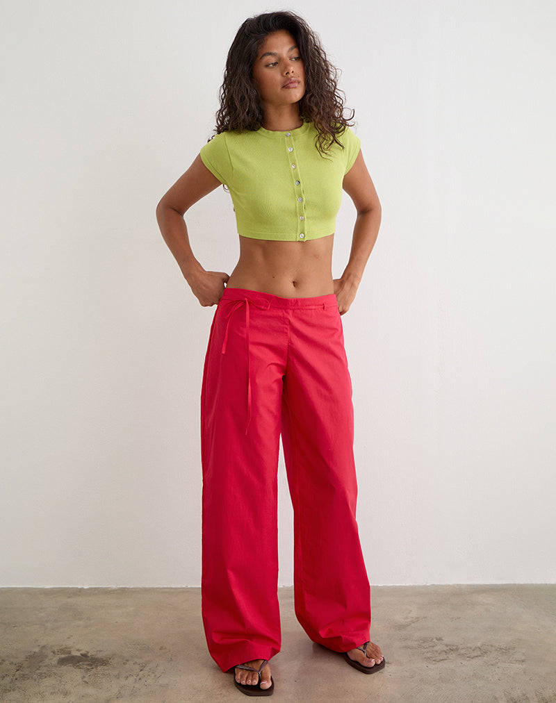 Image of Baniah Cropped Cardigan in Flat Knit Lily Green