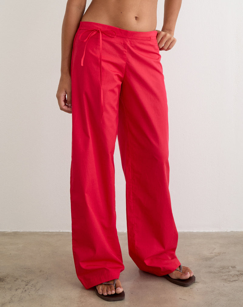 Image of Brun Trouser with Tie in Poplin Scarlet Red