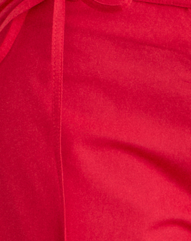 Image of Brun Trouser with Tie in Poplin Scarlet Red