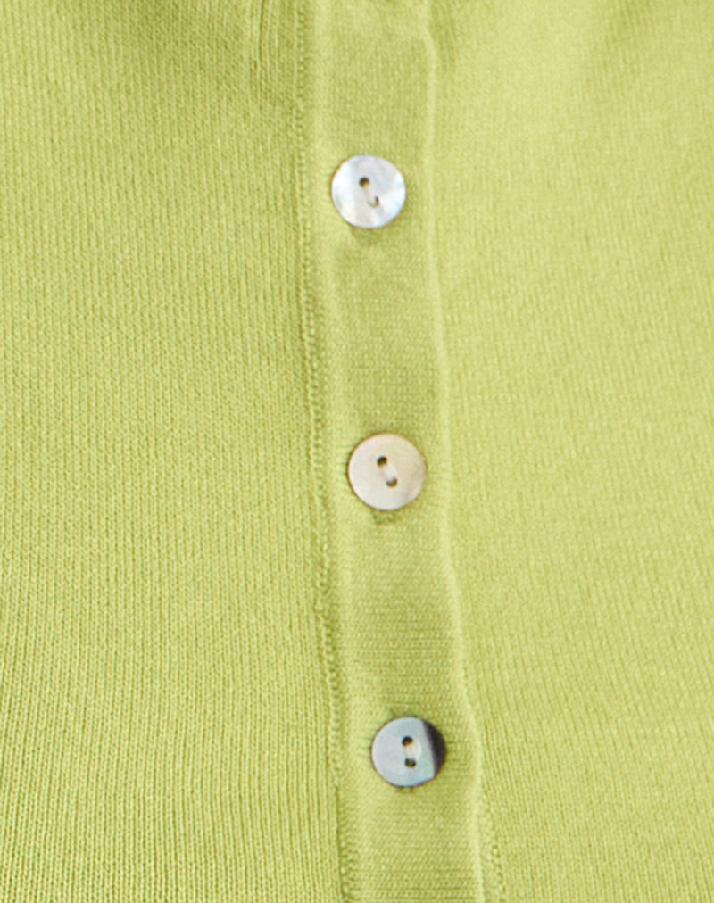Image of Baniah Cropped Cardigan in Flat Knit Lily Green
