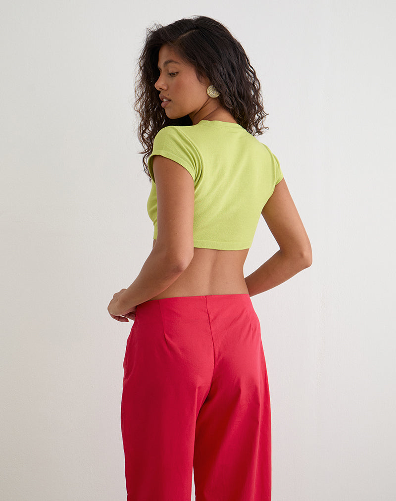 Image of Baniah Cropped Cardigan in Flat Knit Lily Green